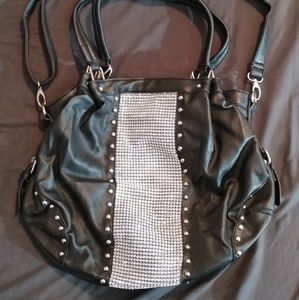 ALFA black studded rhinestone handbag, Like New